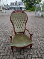 Antieke barok fauteuile groen velourse bekleding, Ophalen of Verzenden