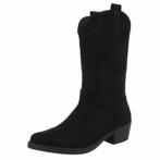 Dames cowboy western laarzen suedine zwart 36 37 38 39 40 41, Ophalen of Verzenden, Nieuw, Zwart, Hoge laarzen