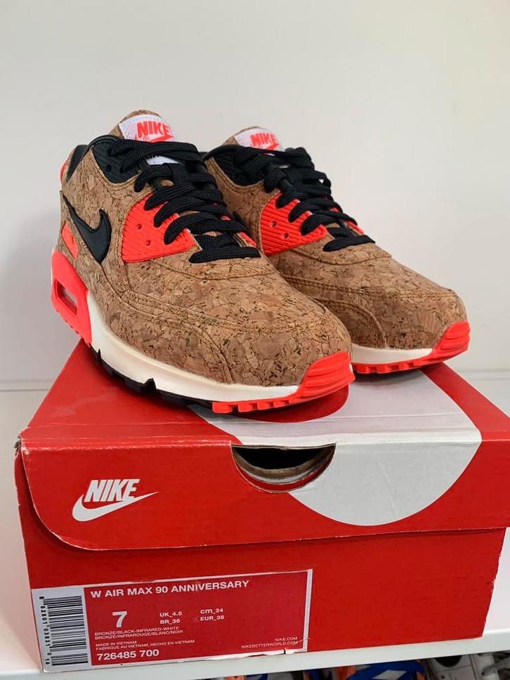 NIKE Air Max 90 ‘Cork’ 25th anniversary 2015, Maat 38 OG box, Kleding | Dames, Schoenen, Zo goed als nieuw, Sneakers of Gympen