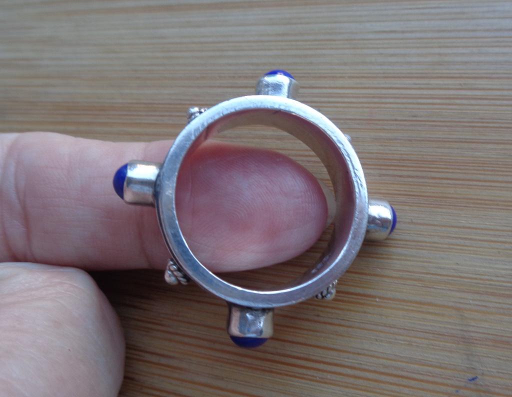 zilveren spinning heren ring met lapis lazuli [1046], 20 of groter, Heer, Ophalen of Verzenden, Zo goed als nieuw