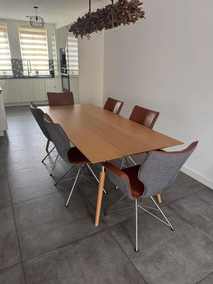 Eettafel + Hoogwaardige Dutch Design Stoelen, Huis en Inrichting, Tafels | Eettafels, Zo goed als nieuw, 200 cm of meer, 200 cm of meer