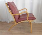 Stouby fauteuil Deens design in ouderoze leer, Ophalen, Gebruikt, Deens, Hout