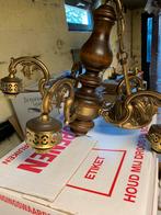 Antieke hanglamp met glazen kapjes, Antiek en Kunst, Antiek | Lampen, Ophalen of Verzenden