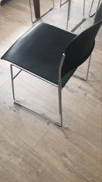 Gispen/Bauhaus stoelen (2 of 4 stuks) - zwart met staal, Huis en Inrichting, Stoelen, Gebruikt, Zwart, Gispen, industrieel, staal, chroom, buisframe, zwart