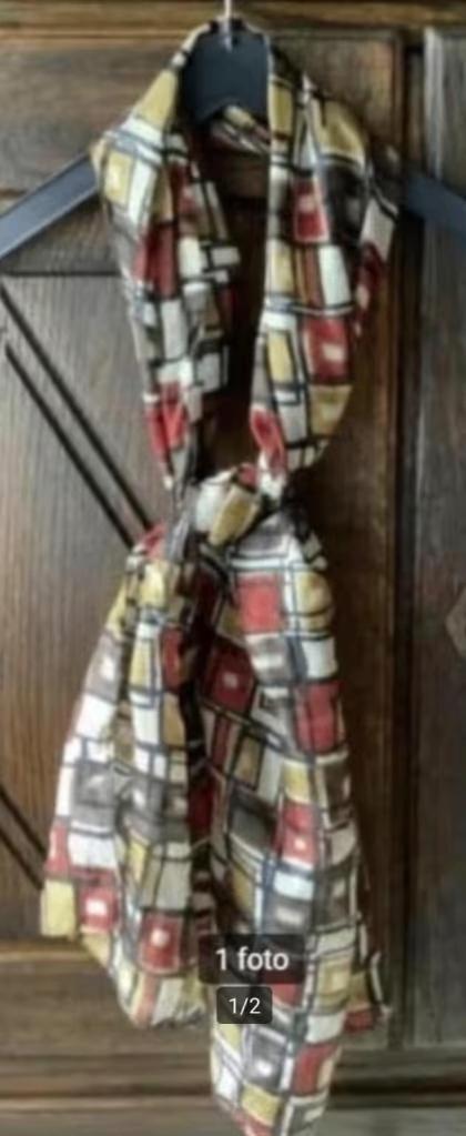 Geblokte geruite sjaal, shawl, das, stola, sjerp; 152 x 34, Kleding | Dames, Mutsen, Sjaals en Handschoenen, Zo goed als nieuw