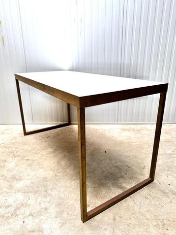gepatineerd MESSING HOOG BUREAU of EETTAFEL L150xB60xH84,5 beschikbaar voor biedingen