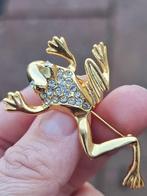 Vintage 1980 verguld kikker broche, Sieraden, Tassen en Uiterlijk, Broches, Ophalen of Verzenden, Zo goed als nieuw, Goud, Goud