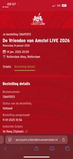 8 tickets Vrienden van Amstel 14-01-2026 3e rang zitplaatsen, Tickets en Kaartjes, Drie personen of meer, Januari