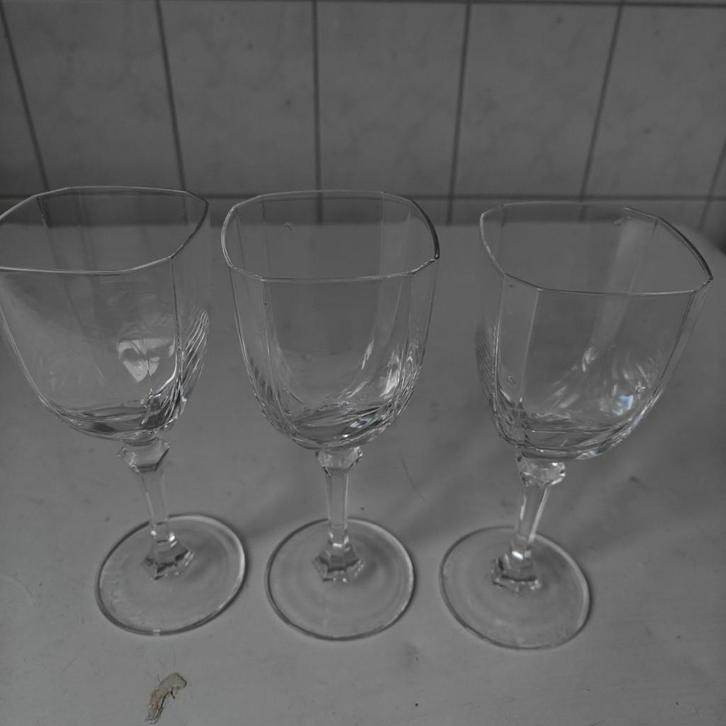 3 Mooie Kristallen Wijnglazen, Huis en Inrichting, Keuken | Servies, Zo goed als nieuw, Glas of Glazen, Overige stijlen, Glas