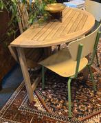 Teakhouten ronde tuintafel opklapbare eettafel half rond, Ophalen, Gebruikt, Rond, Nvt