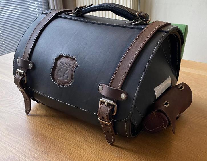 lederen motorkoffer "route 66", Motoren, Accessoires | Koffers en Tassen, Zo goed als nieuw, Ophalen
