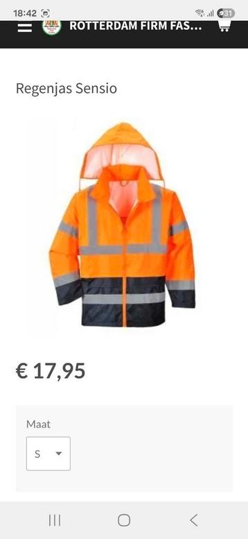 Sioen Regenjas Oranje/Blauw - S t/m XXL beschikbaar voor biedingen