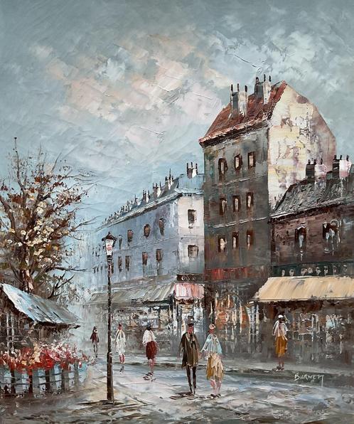 Caroline Burnett (1877-1950)  - Straatgezicht in Parijs, Antiek en Kunst, Kunst | Schilderijen | Klassiek, Ophalen of Verzenden