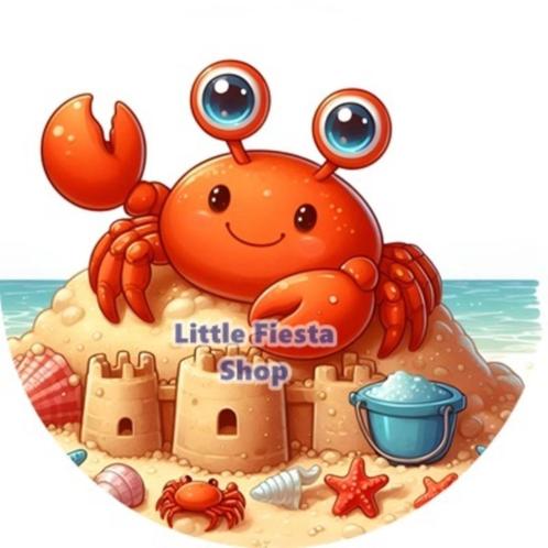 LF3450 icing frosting krab zandkasteel 20cm eetbare print, Hobby en Vrije tijd, Taarten en Cupcakes maken, Nieuw, Versiering, Taarten