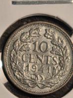 10 Cent 1941 - Koningin Wilhelmina, Postzegels en Munten, Munten | Nederland, Zilver, Ophalen of Verzenden, 10 cent, Koningin Wilhelmina