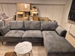 Grijze velvet hoek/loungebank, Minder dan 75 cm, Hoekbank, Ophalen of Verzenden, Zo goed als nieuw