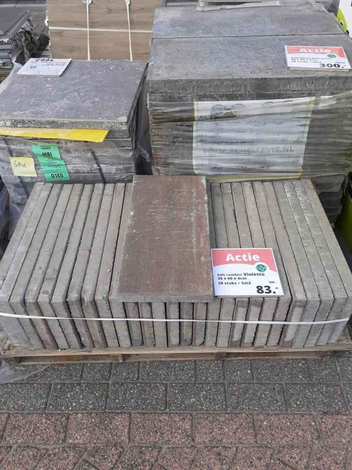 Beton Tuintegel Soft Comfort Violetto 30x60x4cm, Tuin en Terras, Tegels en Klinkers, Zo goed als nieuw, Terrastegels, Beton, 5 tot 10 m²