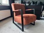 Luxe fauteuil velour met stalen frame, Huis en Inrichting, Fauteuils, Stof, Ophalen of Verzenden, 75 tot 100 cm, Zo goed als nieuw