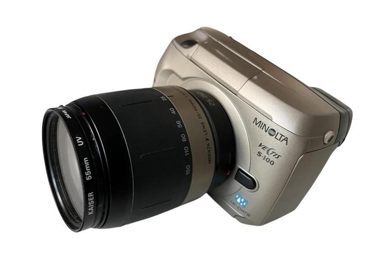 MINOLTA Vectis S-100 + 25-150mm compleet!, Audio, Tv en Foto, Fotocamera's Analoog, Zo goed als nieuw, Spiegelreflex, Minolta