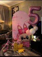 Labubu of roze strik backdrop te huur voor €100 compleet, Hobby en Vrije tijd, Feestartikelen | Verhuur, Ophalen of Verzenden