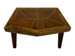 Vintage Bijzettafel Jaren 60 Eiken Steen Tafeltje Design, Minder dan 55 cm, Gebruikt, Ophalen of Verzenden, Rechthoekig