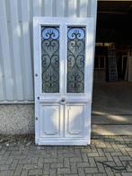 Prachtige antieke eiken voordeur met dubbel glas, 215 cm of meer, Zo goed als nieuw, 100 tot 120 cm, Buitendeur