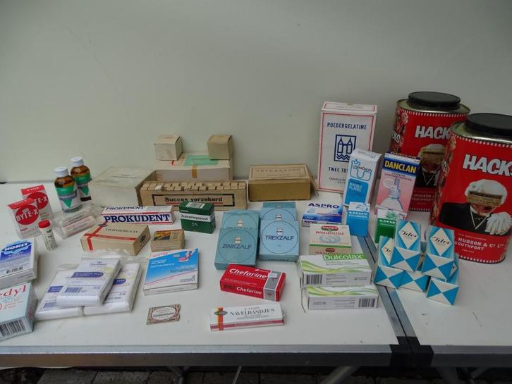 Drogisterij artikelen, oude verpakkingen met inhoud, Verzamelen, Overige Verzamelen, Ophalen of Verzenden
