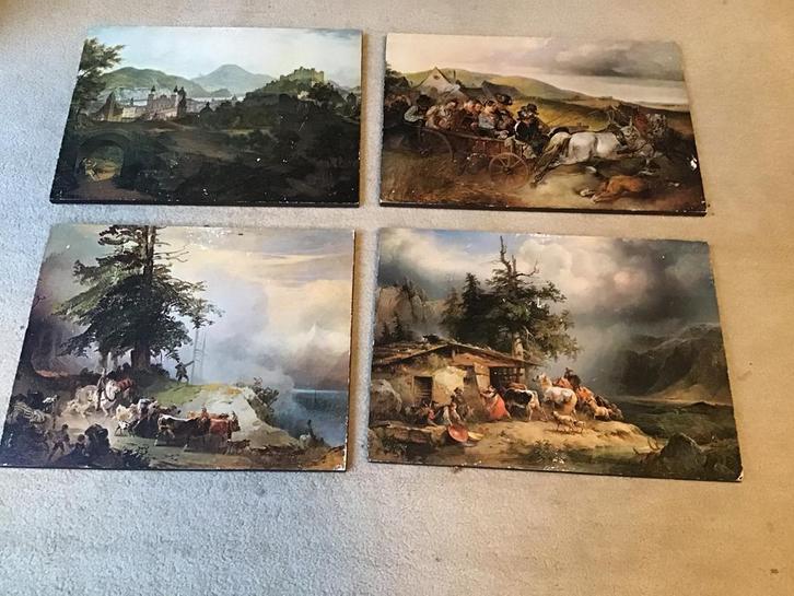 Vier prenten van bekende duitse schilders ( 19e eeuw), Antiek en Kunst, Kunst | Tekeningen en Foto's, Ophalen