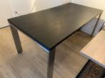 Eiken bureau/eettafel met aluminium onderstel 180x90, Gebruikt, Ophalen, Bureau