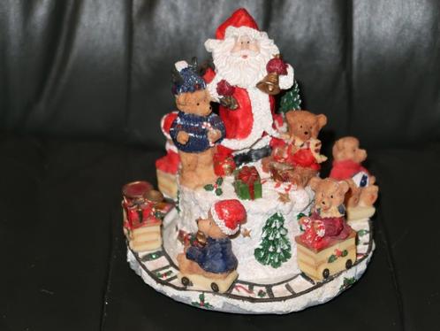 kerstman en teddyberen, muziekdoos met rond draaiende rand, Diversen, Kerst, Zo goed als nieuw, Verzenden