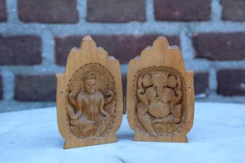 Houten vouwende handen, standbeeld van Laxmi Ganesha beschikbaar voor biedingen