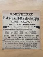 scheepvaart , advertentie KPM 1888 , oprichting, Verzamelen, Ophalen of Verzenden, Gebruikt, Motorboot, Kaart, Foto of Prent