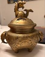 Koperen wierookpot met draak, Aziatisch, Ophalen of Verzenden, Koper