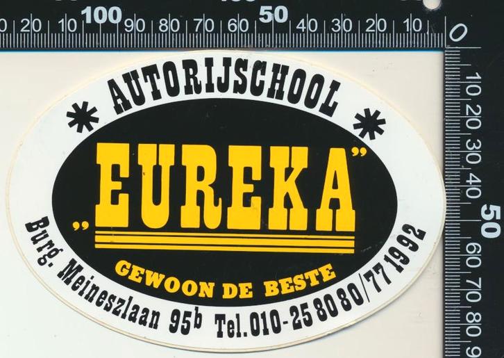 Sticker: Autorijschool Eureka, Verzamelen, Stickers, Zo goed als nieuw, Bedrijf of Vereniging, Ophalen of Verzenden