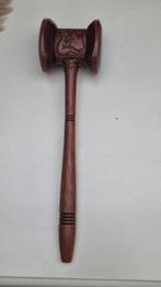Antieke vergaderings/voorzittethamer met houtsnijwerk, Antiek en Kunst, Ophalen of Verzenden