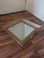 Goudkleurige grote dienblad met spiegel, 48,7x48,7cm, H7,5cm, Huis en Inrichting, Woonaccessoires | Dienbladen, Ophalen of Verzenden