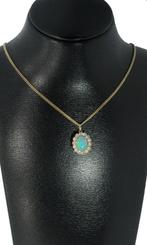Opaal antieke gouden ketting hanger witte stenen handgemaakt
