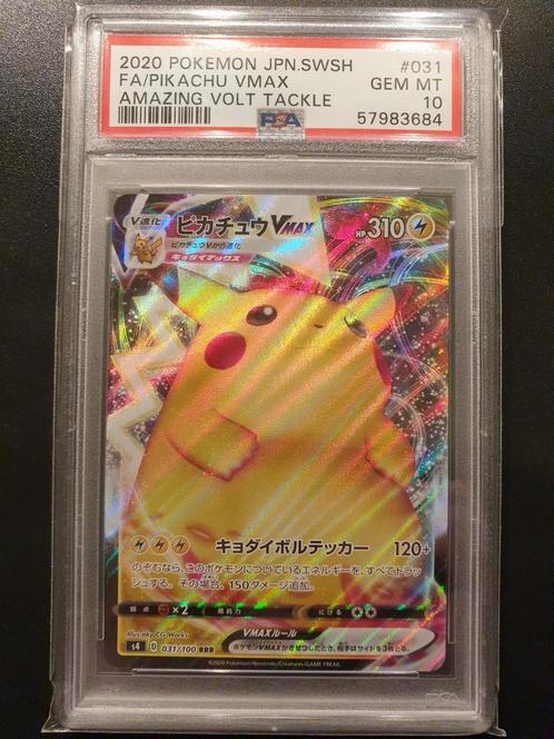 Pikachu Vmax 031/100 japans PSA 10, Hobby en Vrije tijd, Verzamelkaartspellen | Pokémon, Zo goed als nieuw, Losse kaart, Foil