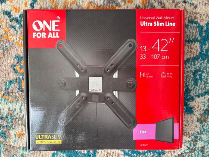 One For All WM6211 Ultra-slim *nieuw in doos* tv-muurbeugel, Audio, Tv en Foto, Televisiebeugels, Zo goed als nieuw, Ophalen of Verzenden