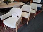 3 nieuwe Armleuning stoelen, Creme kleur met eiken hout, Ophalen, Hout, Drie, Wit