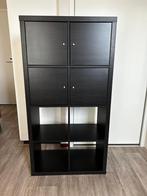 KALLAX Open kast, zwartbruin, 77x147 met 4 deurtjes, Ophalen, Zo goed als nieuw