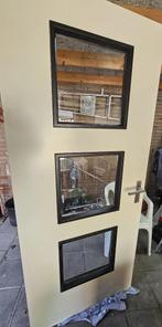opdekdeur met glazen ruiten in goede staat, Doe-het-zelf en Verbouw, Deuren en Horren, Gebruikt, 80 tot 100 cm, Binnendeur, Ophalen of Verzenden