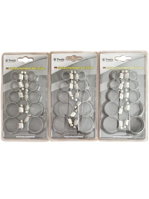 3x Set Slangklemmen – 30 stuks totaal, Doe-het-zelf en Verbouw, IJzerwaren en Bevestigingsmiddelen, Nieuw, Overige typen, Minder dan 50 mm