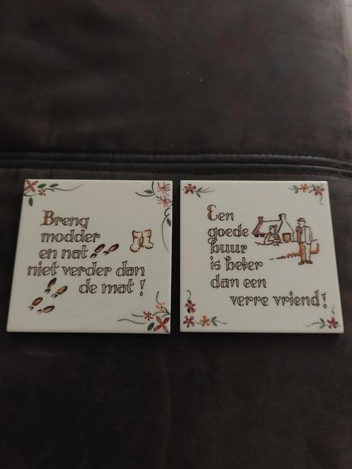 Spreuktegels - Nederlandse wijsheden, Antiek en Kunst, Antiek | Wandborden en Tegels, Ophalen of Verzenden