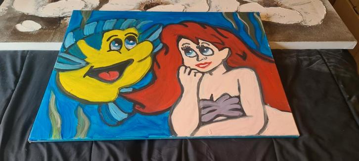 Ariel en Botje Canvas Schilderij 80x60cm, Antiek en Kunst, Kunst | Schilderijen | Klassiek, Ophalen