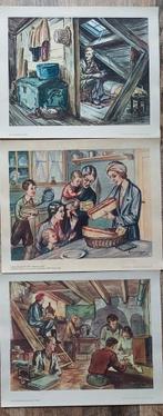 Reproducties van aquarellen  zo was Nederland in de winter, Antiek en Kunst, Ophalen of Verzenden