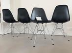 Vitra Eames stoelen zwart gestoffeerd zwart chroom dsr, Verzenden, Zwart, Zo goed als nieuw, X