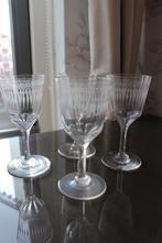 Antieke Franse gegraveerde kristal 4 wijnglazen c 1880, Antiek en Kunst, Antiek | Glas en Kristal, Ophalen of Verzenden