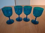 Vier wijnglazen Ikea plastic - blauw vintage, Ophalen of Verzenden, Zo goed als nieuw, Overige typen