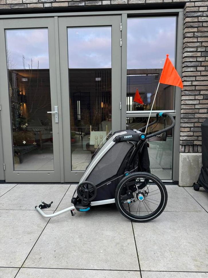 Thule Chariot sport fietskar (double) + extra voorwiel., Fietsen en Brommers, Fietsaccessoires | Aanhangers en Karren, Zo goed als nieuw